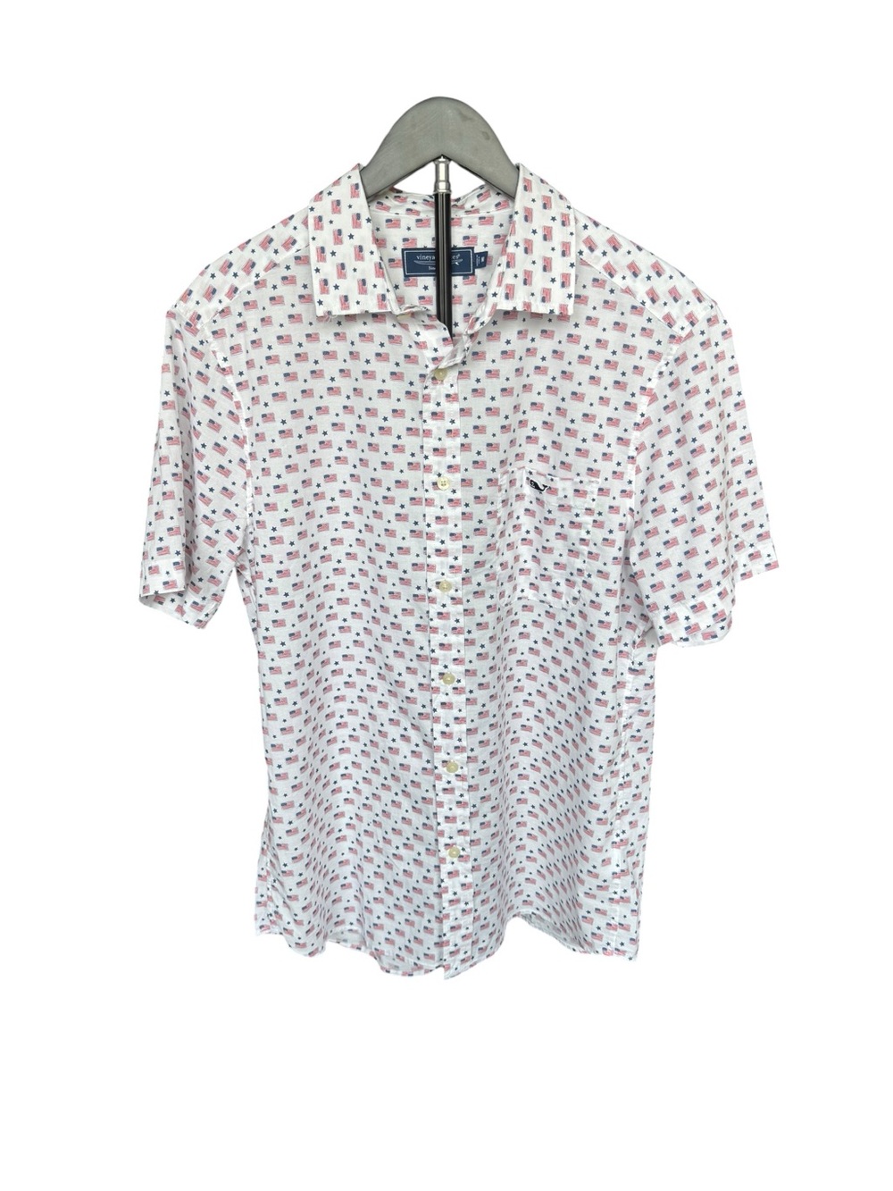 Vineyard Vines American Flag Whale Logo Button Down Shirt Men’s M Patriotic